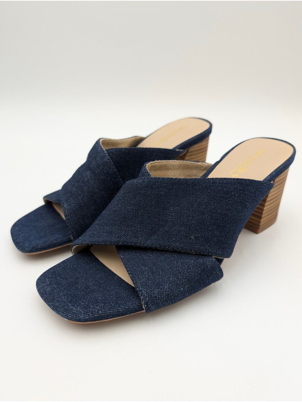 Seychelles Papaya Block Heel Sandals Women's Indigo Papaya Denim Size US8 EU39